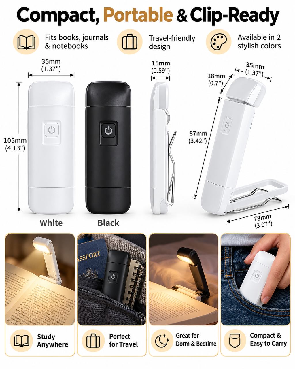 ClipGlow™ | USB-Rechargeable Clip-On Reading Light