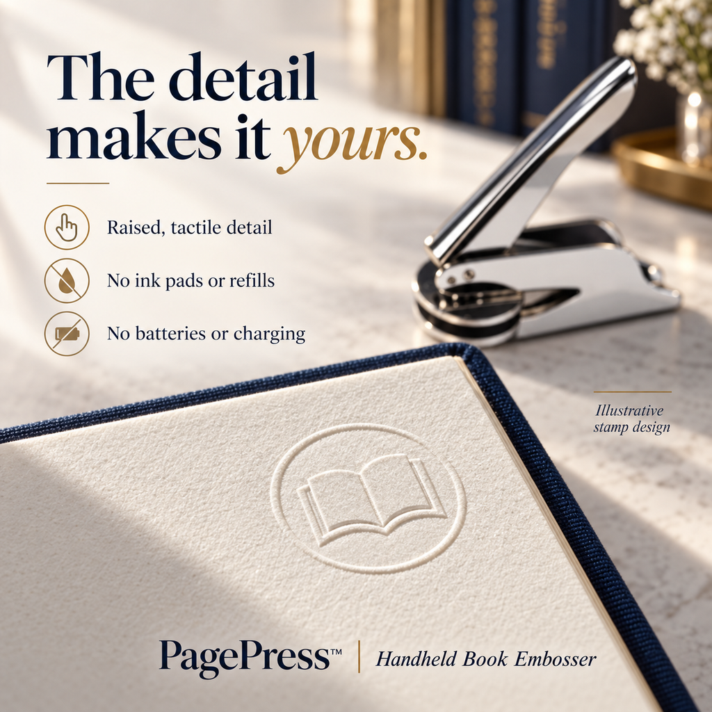 Close-up of an illustrative raised paper impression, showing PagePress ink-free embossing benefits.